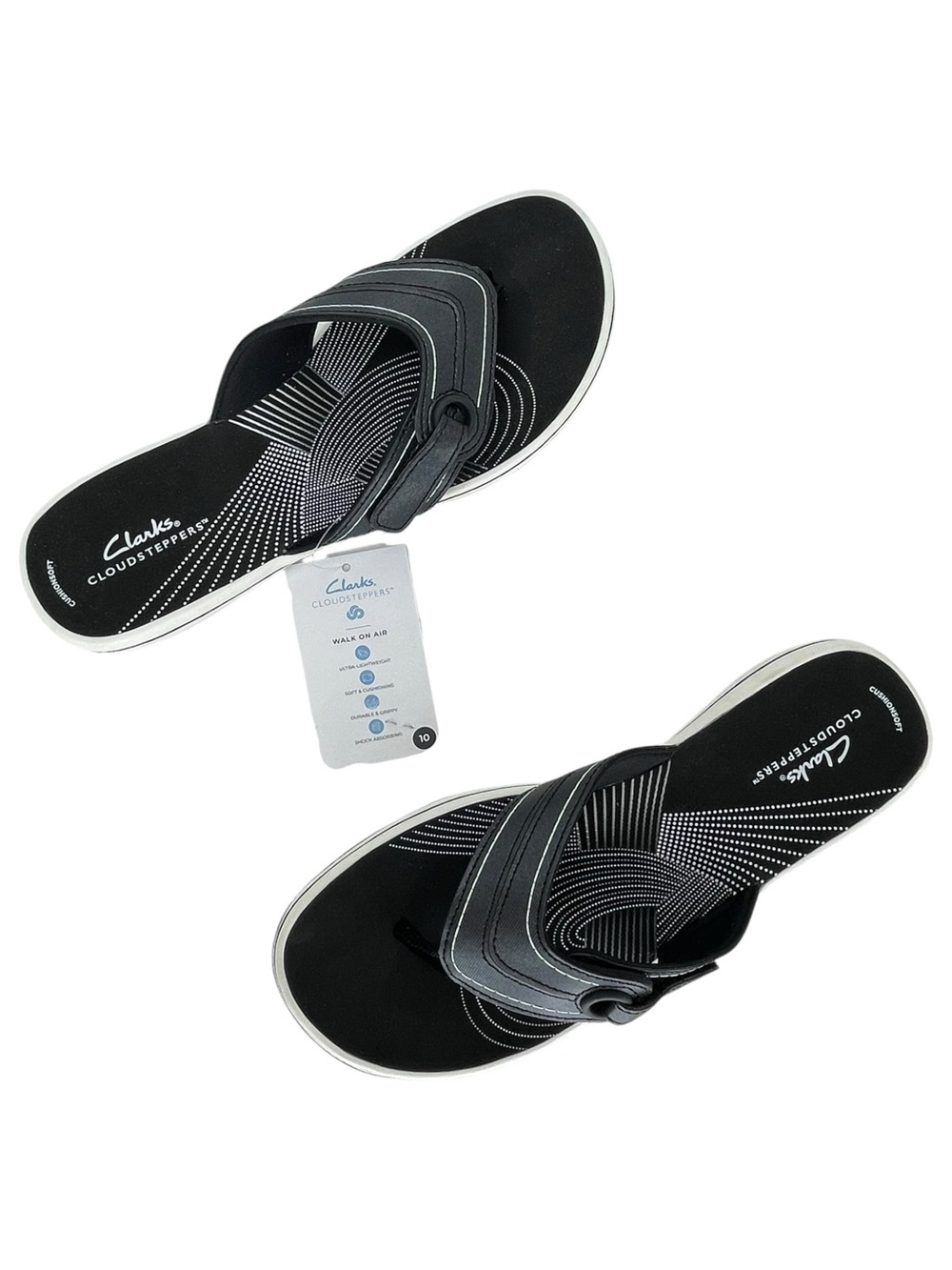 Clarks Cloudsteppers Breeze Reyna Black Womens Thong Sandals Size 10M - Picture 8 of 11